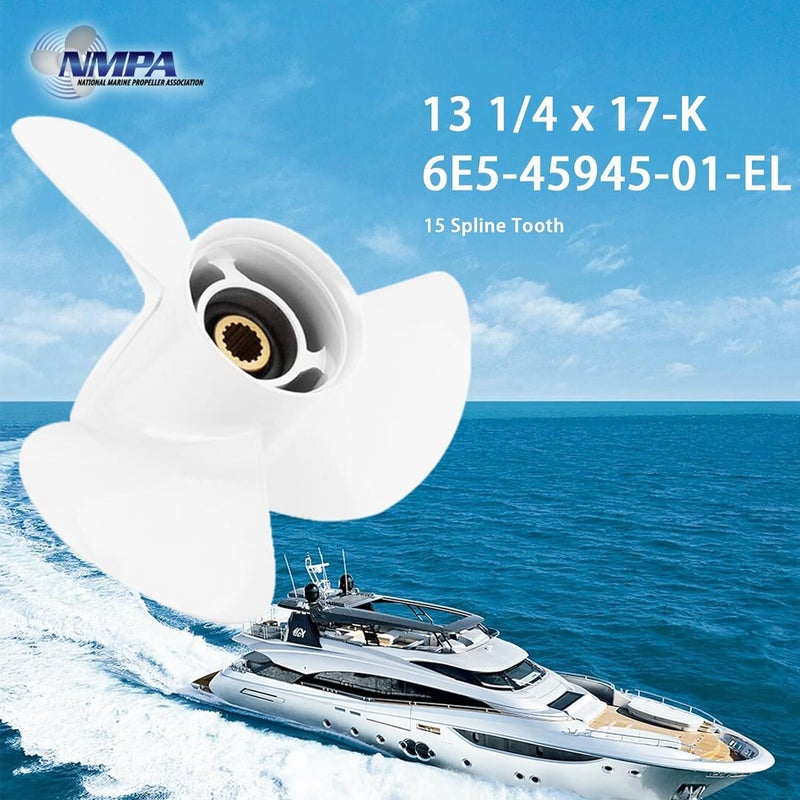 VIF Aluminum Boat Propeller with Yamaha 60HP 70HP 75HP 80HP 85HP 90HP 115HP 130HP Outboard Engines,15 Tooth, Rh - Image 2